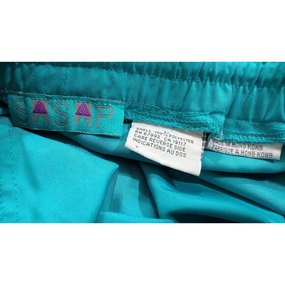Vintage 90s Track Pants Teal Green Exercise Workout Misses Size L Sasap - Picture 5 of 6